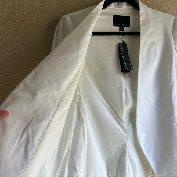 NWT Banana Republic WHITE COLLARLESS LINEN-COTTON BLAZER, size 4 - Picture 8 of 16